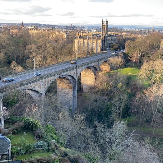 a train traveling over a bridge