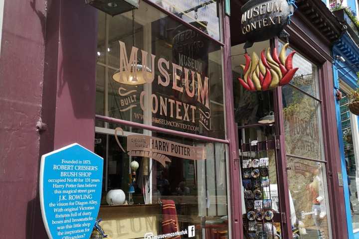 a store sign on the side of a building